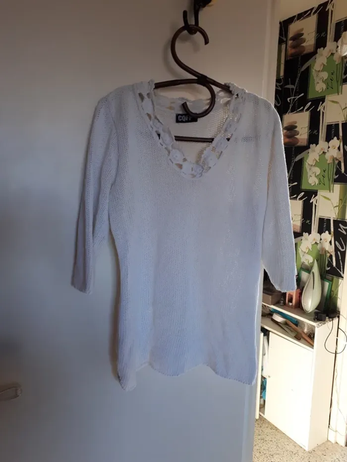 Pull coton blanc 44 - photo numéro 2