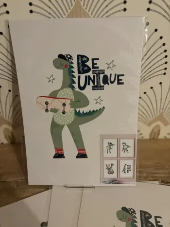Affiches “Dino Skate Crew” pour chambre enfant
