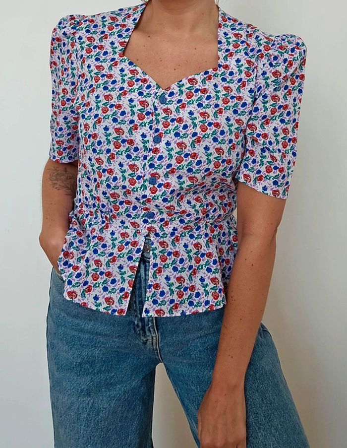 Blouse fleurie vintage 80's - photo numéro 3