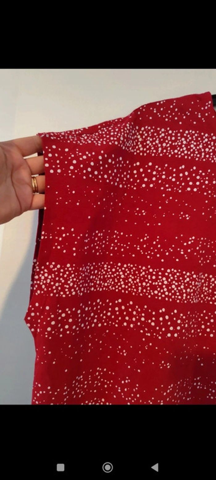 Blouse bordeau/rouge à points blancs taille 52 - photo numéro 5