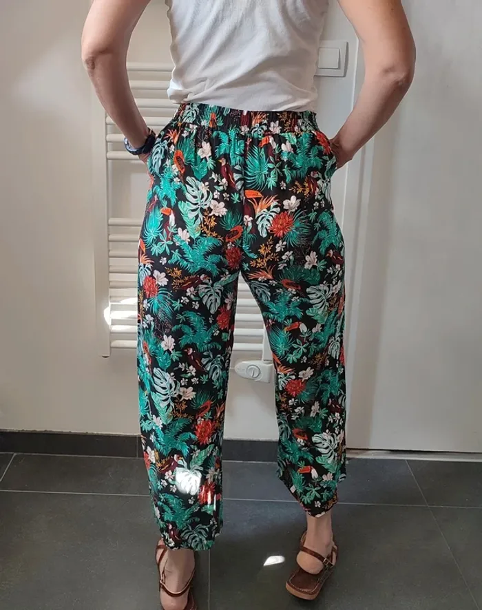 Pantalon palazzo fleuri s/m - photo numéro 4
