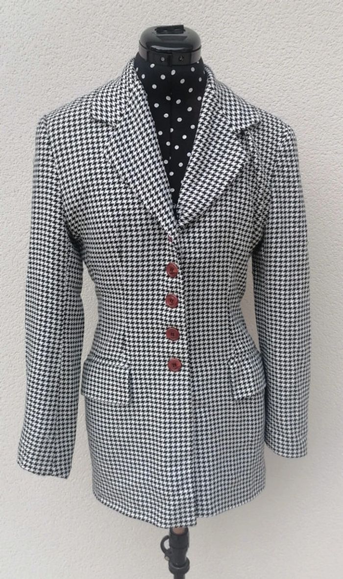 Veste / blazer noir blanc pied de poule Taille S La City - photo numéro 3