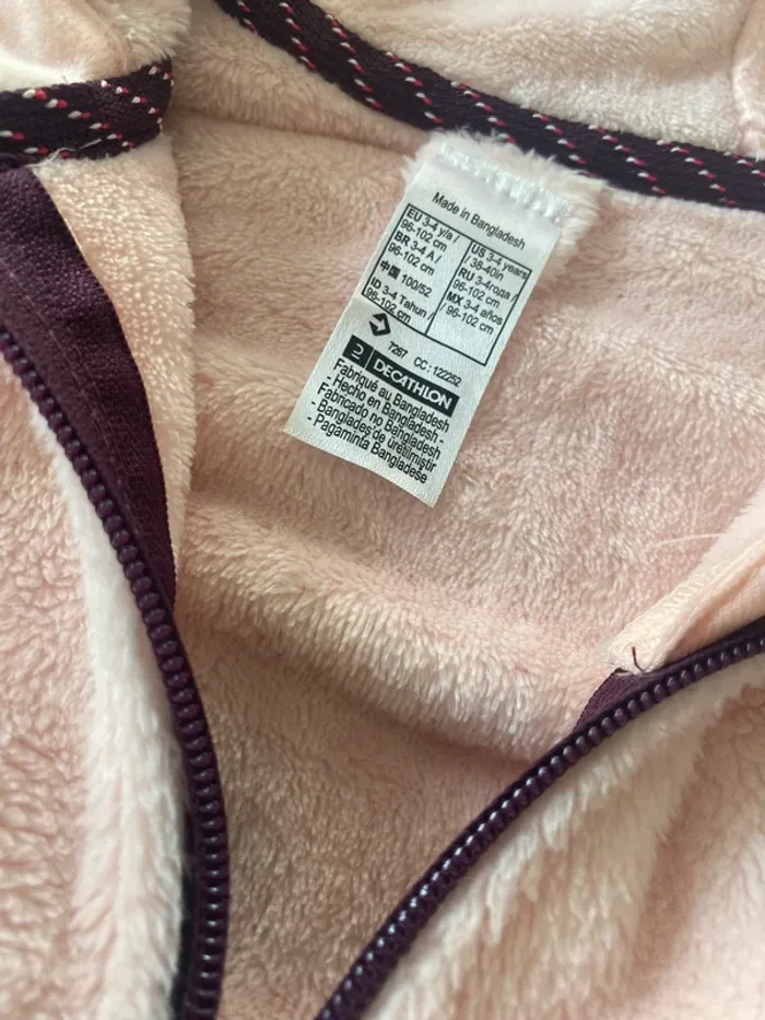 Veste Polaire Fille Rose Pâle - Decathlon - Taille 3–4 Ans / 102 cm – Ultra Douce - photo numéro 3