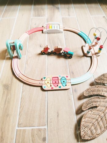 🚂Mon premier circuit de train en bois 5 en 1 marque Vertbaudet