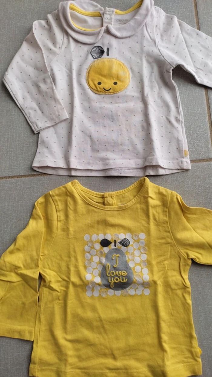 Lot de 2 t-shirts ML Obaibi T.12M - photo numéro 2