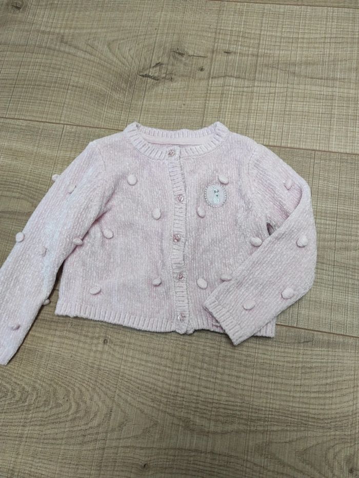 Gilet boutons rose sergent major 3 ans laine chenille - photo numéro 2