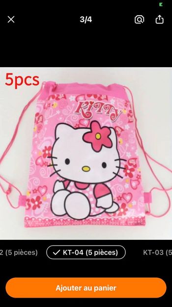 Sac à cordons 34*27 cm hello kitty