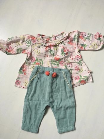 Ensemble coton léger fleuri 6 mois