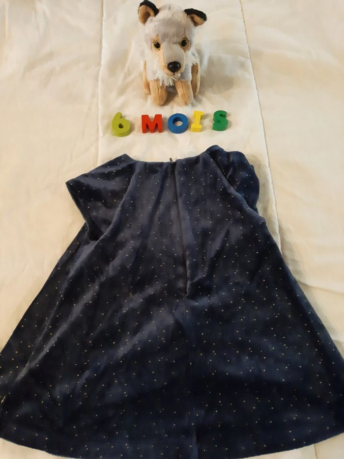 Robe velours bleu marine - 6 mois - photo numéro 2