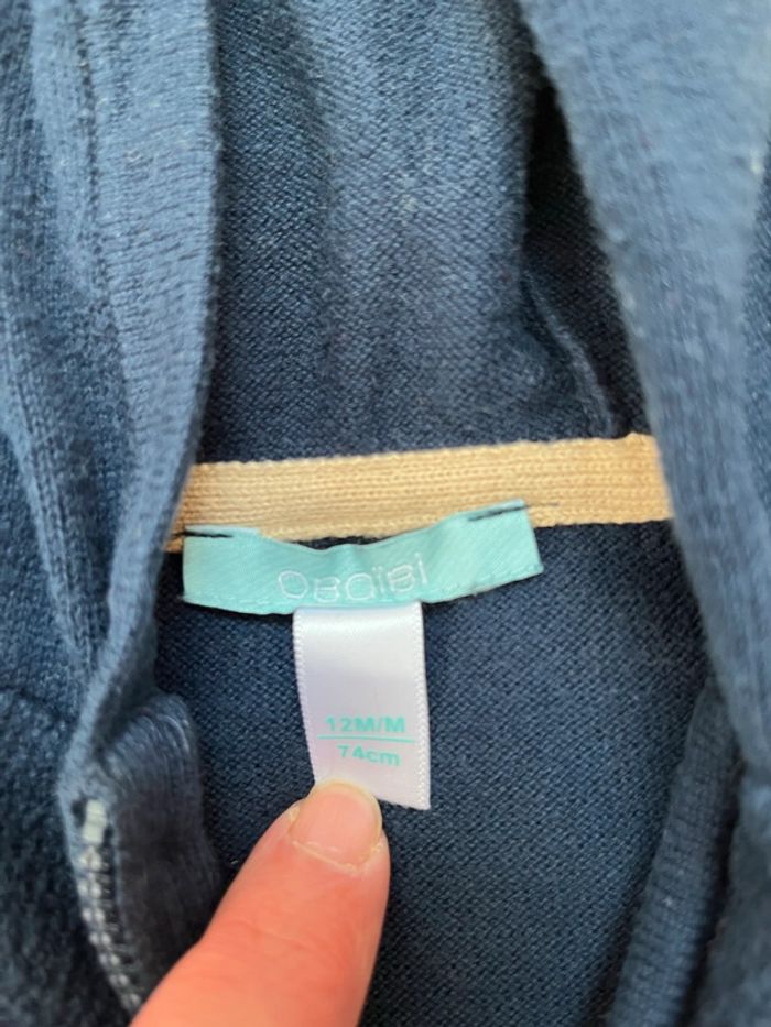 Gilet neuf zippé 12 mois - obaibi - photo numéro 3