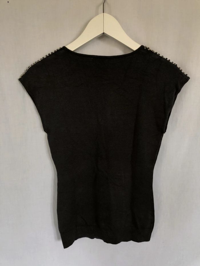 Top sans manches gris marron avec incrustations métalliques Zara taille 38 très bon état - photo numéro 10