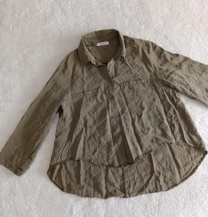 Chemise légère oversize Please L vert kaki 100% lyocell décontractée - photo numéro 6