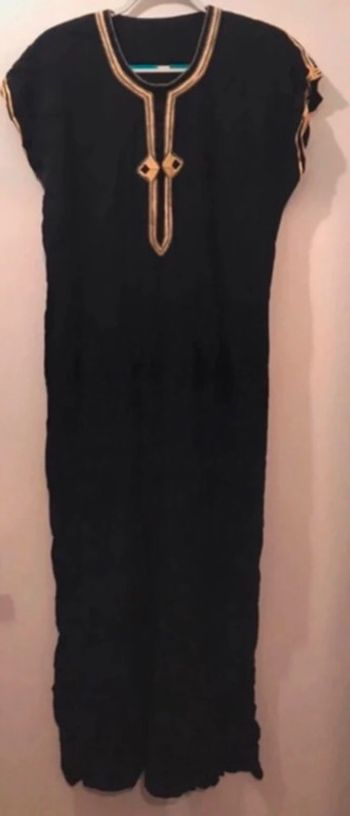 Robe femme été longue orientale sans manches noir dorée taille XL