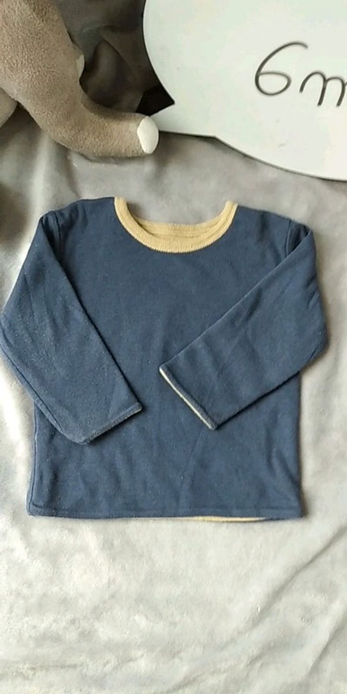 Tee shirt épais manches longues réversible Garçon 6 mois Petit bateau - photo numéro 2