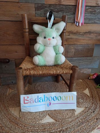 Peluche lapin musical vert blanc Nounours tbe