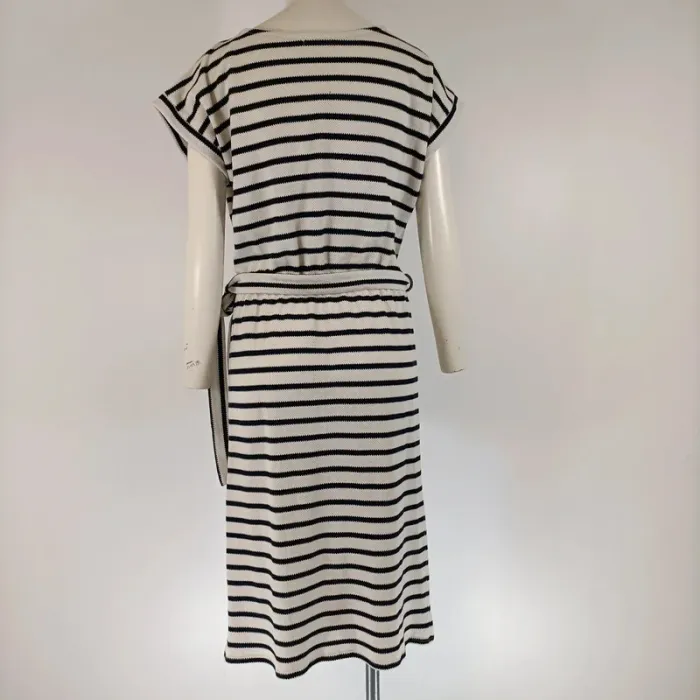 Robe marinière rayée blanc cassé et bleu marine - CMT Atelier - taille M - A129 - photo numéro 5