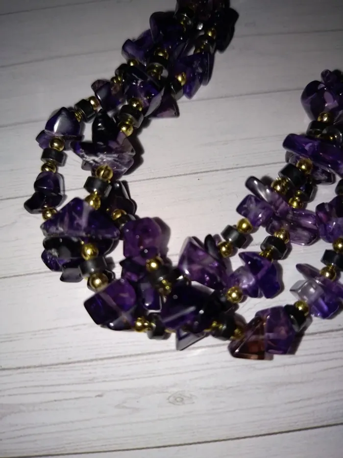 Collier pierre fine hématites améthyste - photo numéro 2
