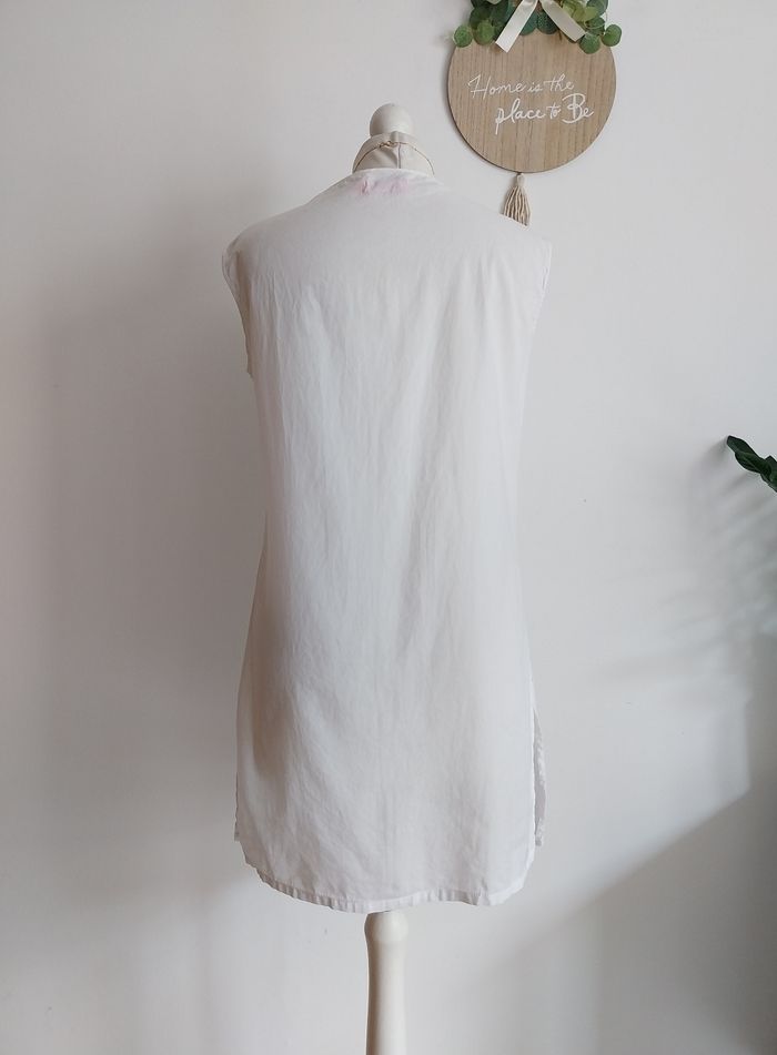 Tunique en coton blanc finition broderie sequins & perles Alyssa K Taille 36/38 - photo numéro 4