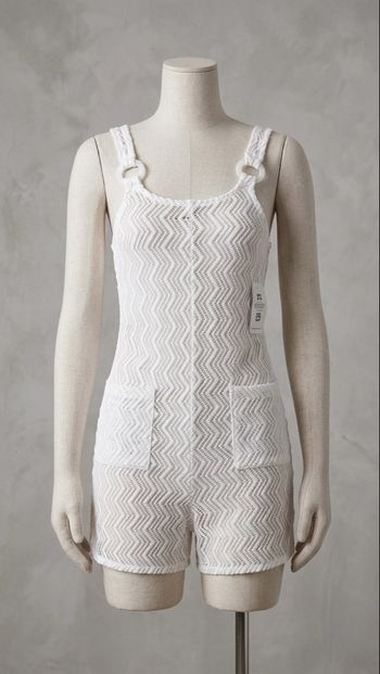 Undiz - Combishort en maille ajourée - Taille XS - blanche - neuve avec étiquette 