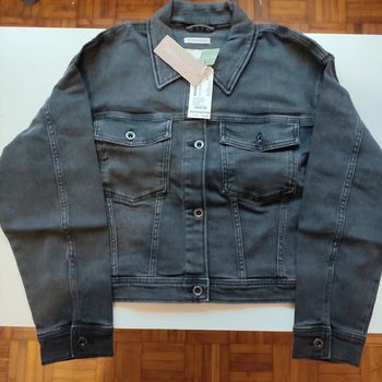 Veste en jean noir en coton recyclé et Tencel pour homme taille M, Denim Tom Tailor