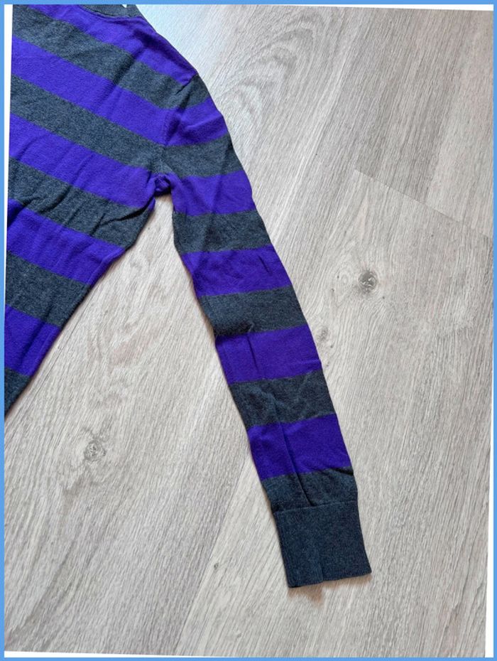 Pull femme fin col V Nautica avec logo brodé Violet et Gris Taille S - photo numéro 15