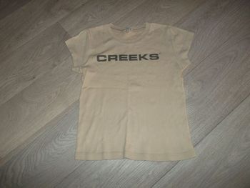 Tee shirt CREEKS beige logo kaki taille 38 TBE