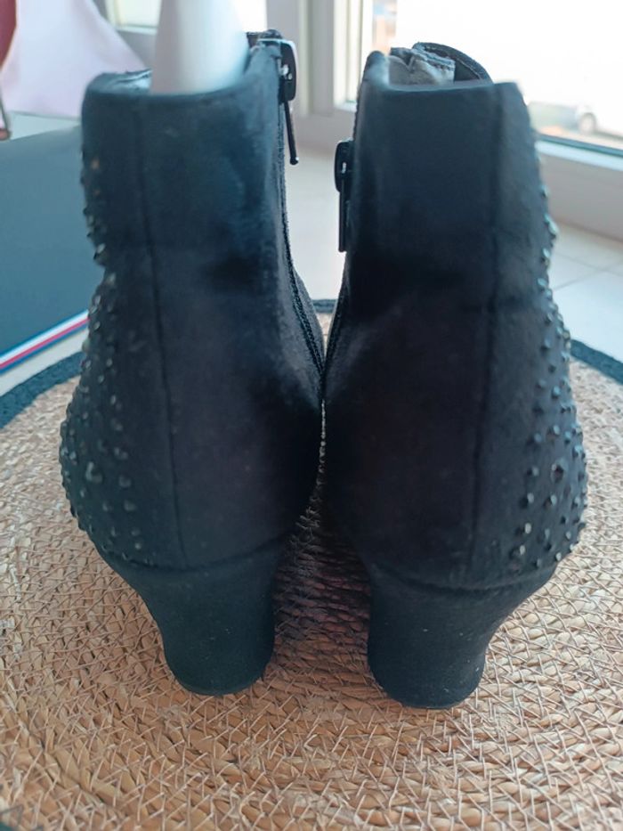 Bottines noires strass daim - pointure 39 - neuves - photo numéro 2