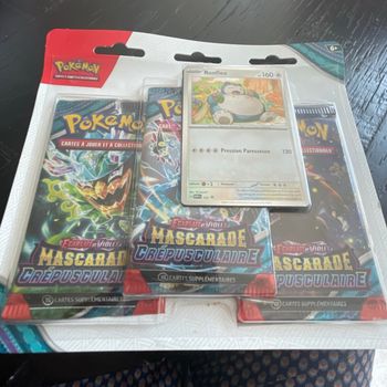 Pokémon Tripack ronflex écarlate et violet mascarade crépusculaire pack de 3 boosters