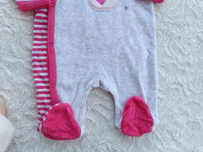 Pyjama grenouillère velours Fille 3 mois souris cœur Influx - photo numéro 4