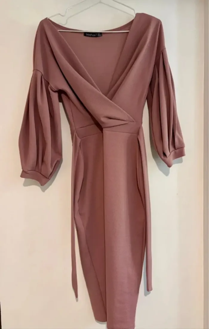 Robe rose poudré mi-longue Boohoo – Taille 38 - photo numéro 2
