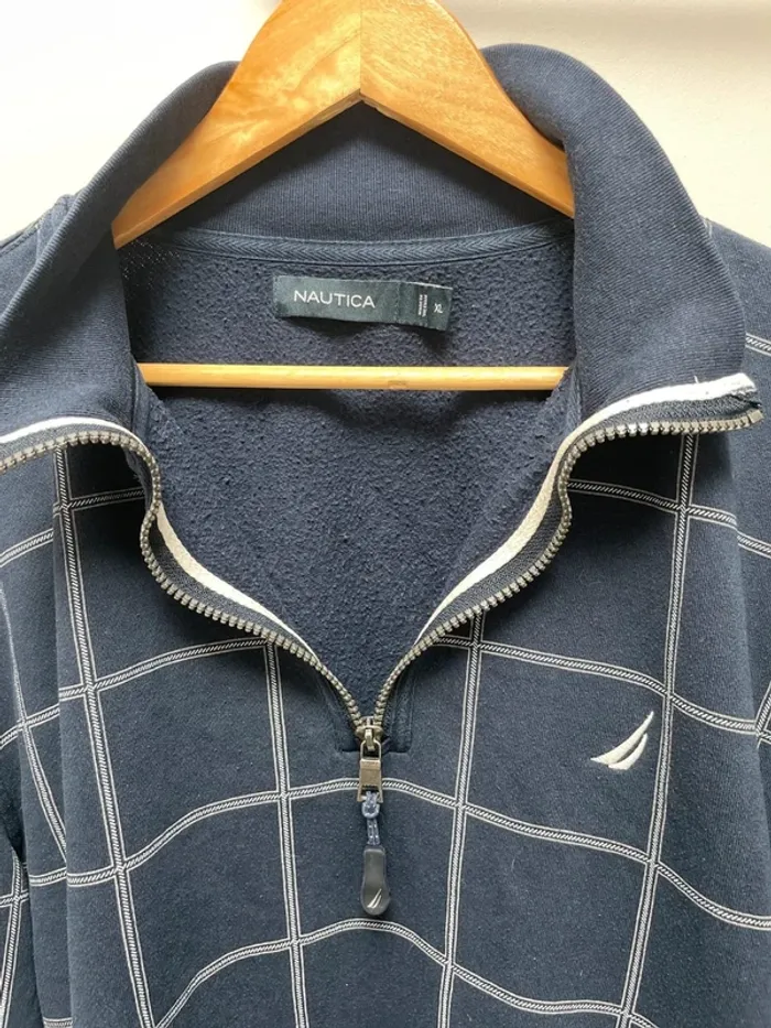 Quart-Zip Nautica navy blue checkered mens XL - photo numéro 10