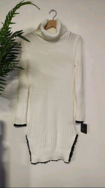 Robe pull d'hiver à dentelle Col roulé