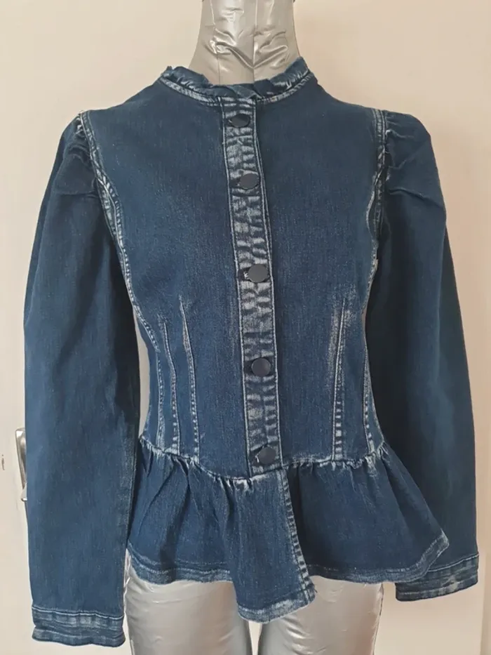 Veste en jeans cintré volant en bas - photo numéro 2