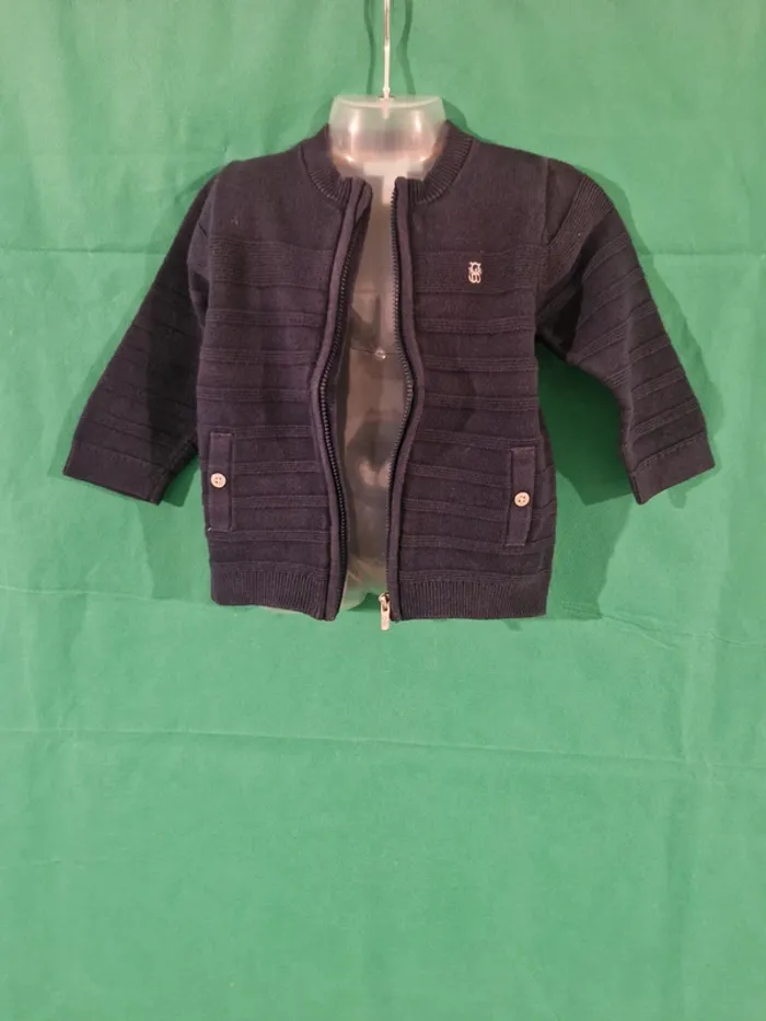 Gilet zippé bleu marine 12 mois (74 cm) Obaïbi - photo numéro 3