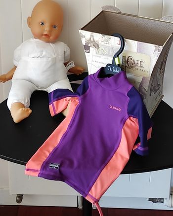 T-shirt anti-UV fille – 3/4 ans – violet & abricot