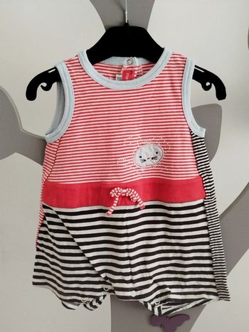 Combishort à rayures multicolores Marèse taille 6 mois