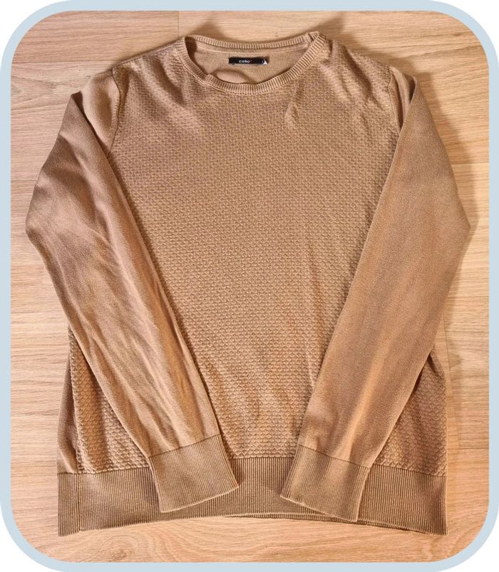 Pull à col rond beige Celio Homme L - photo numéro 4