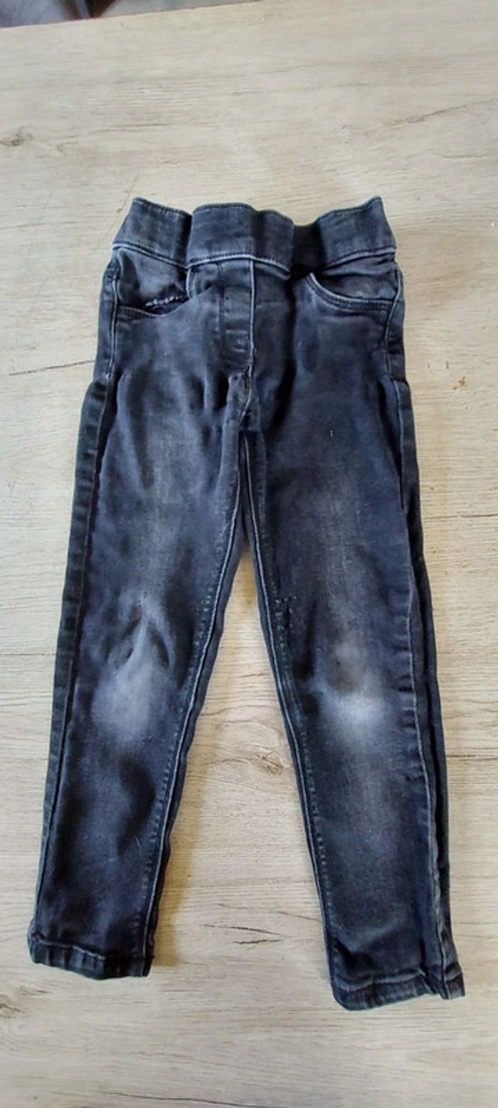 Jean s gris très foncé, élastique, règlable à la taille, taille 4 ans