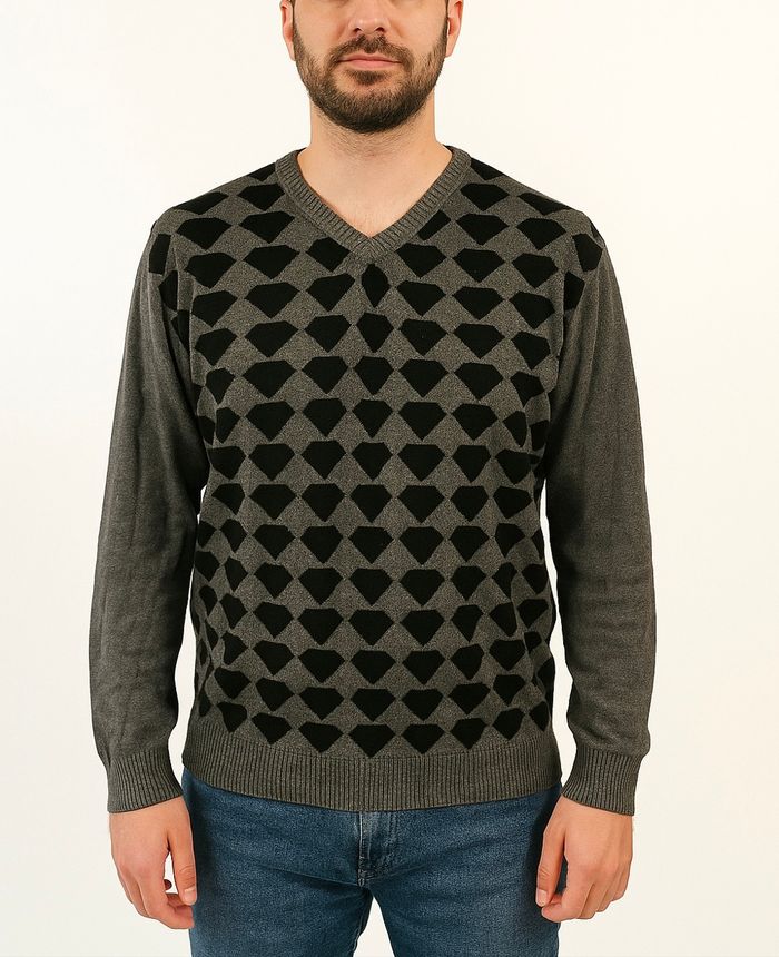 💜 Pull col V noir & gris selected taille xl 💜