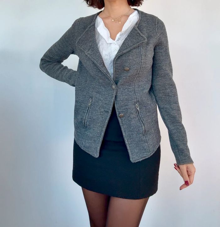 Veste grise en laine Zara XS - très bon état - photo numéro 2