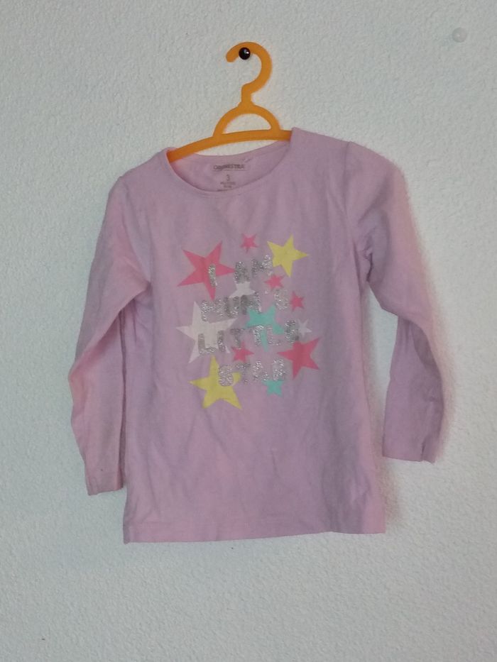 3 ans Ensemble orchestra /kiabi tee-shirts lila et jean imprimer toutes saisons /Excellent état - photo numéro 9