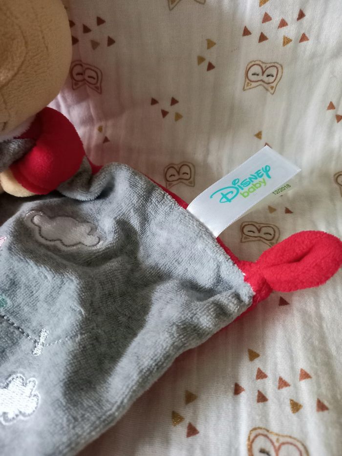 Doudou Winnie l'ourson gris rouge nuage Disney Baby - photo numéro 3