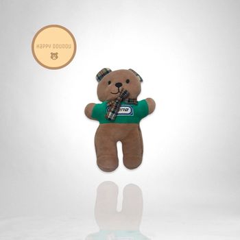 Peluche ours marron vert noeud Ajena A992