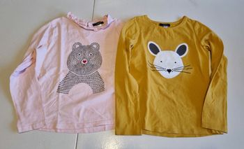Lot de 2 tee-shirts fille okaïdi 8 ans moutarde et rose claire