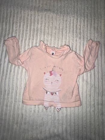 Top manche longue - blanc et rose - Gémo - 6 mois - excellent état