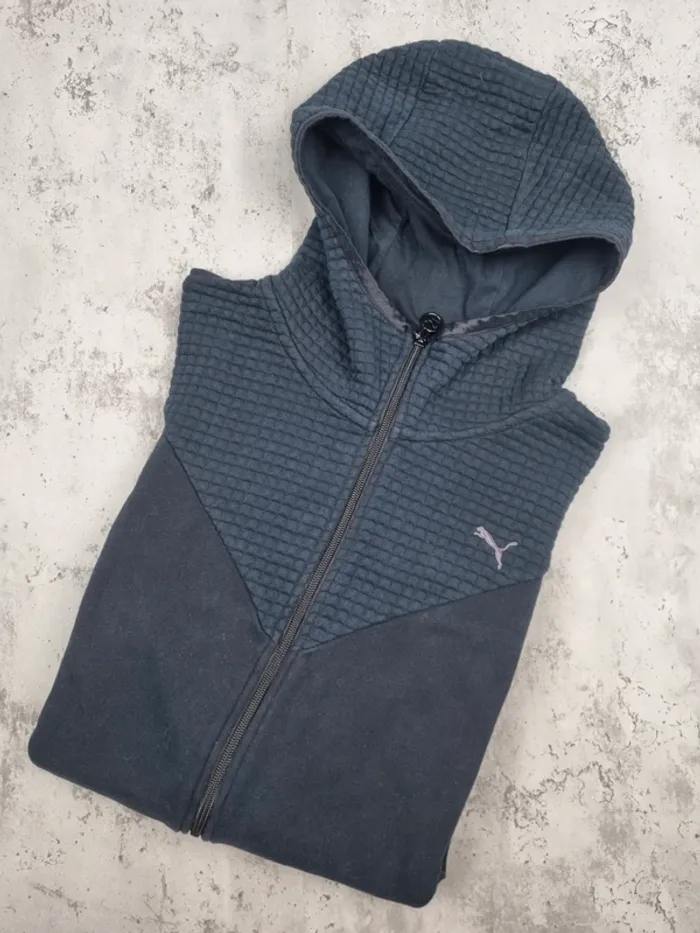 Gilet zippé à capuche Puma noir – Taille XL Femme (mesures en photos)