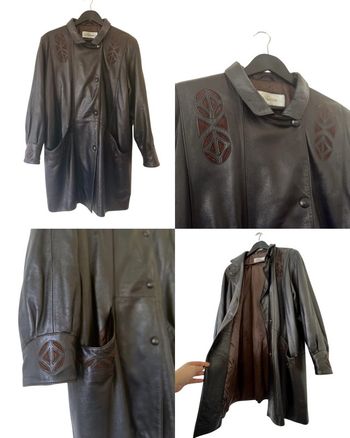 Veste marron Au Renard en cuir véritable vintage authentique