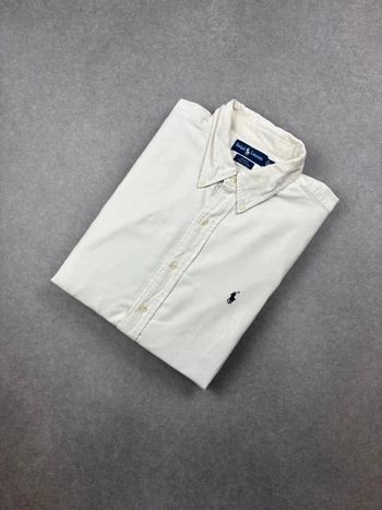 Chemise shirt blanche/crème unis old money logo noir taille XL