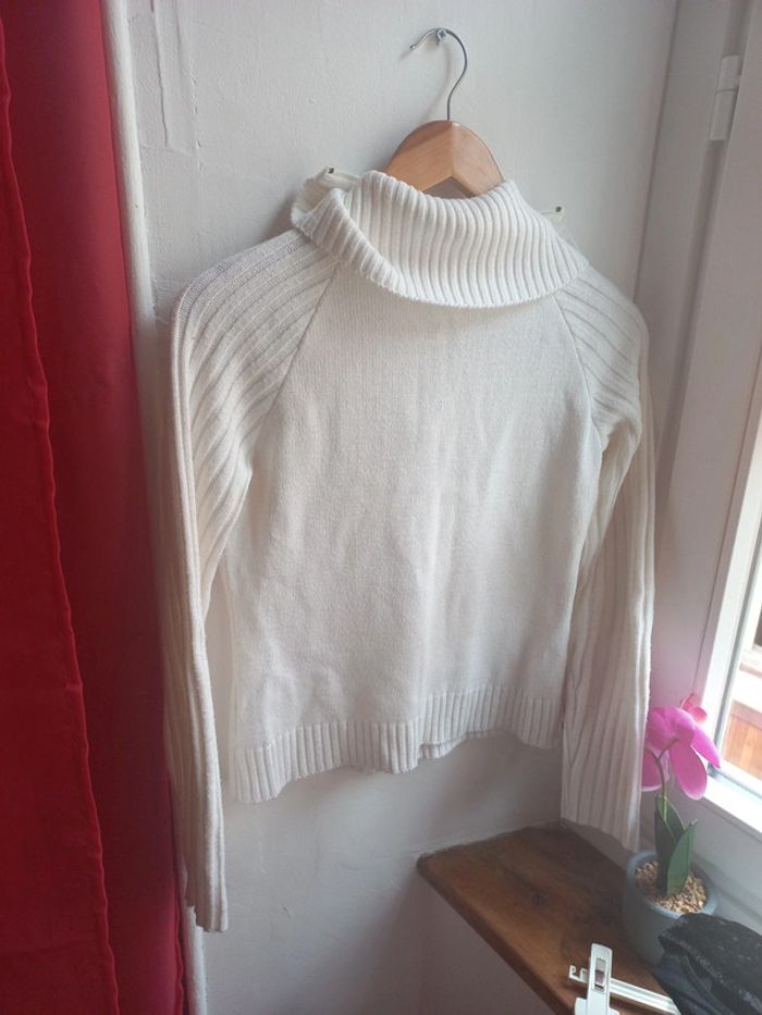 Beau pull blanc a col mi saison M - photo numéro 3