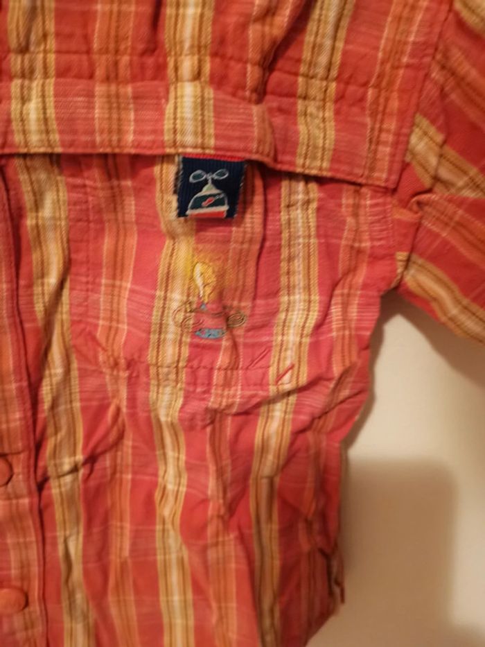 Chemise manches courtes à carreaux orange - photo numéro 3